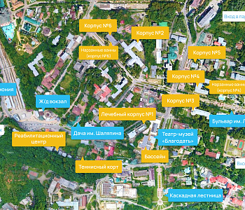 Центральный Военный санаторий г. Кисловодск. Карта